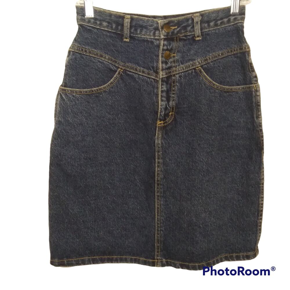 VTG EQUIPT High Rise Denim Skirt Blue SZ 9